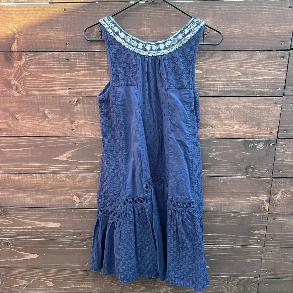 Anthropologie Maeve Tisa Navy Embroidered Dress - Picture 5 of 7